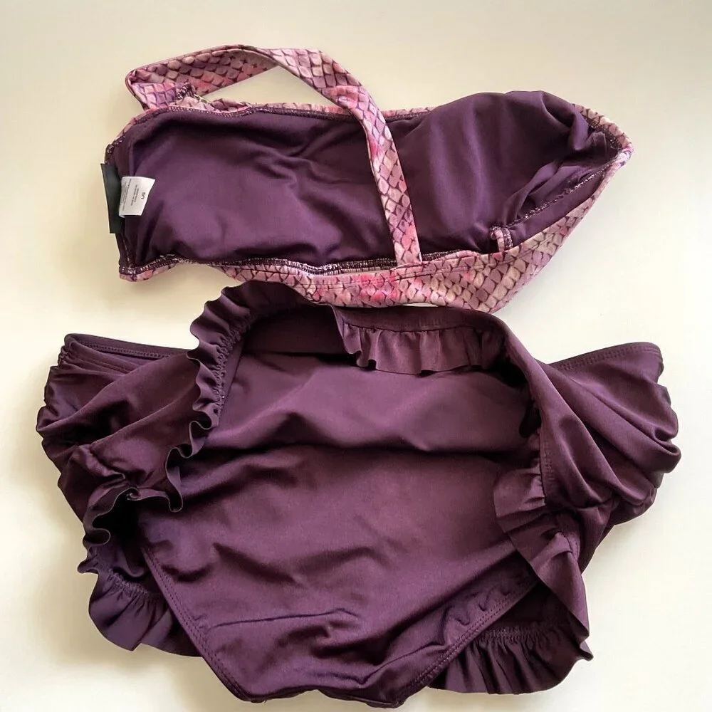 ATTENTION PURPLE SWIM SKIRT AND ONE SHOULDER TOP SWIMSUIT (Flaw)